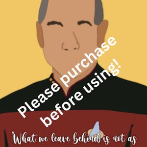 Star Trek Captain Picard Poster Cut Paper DIGITAL Art Print with Quote