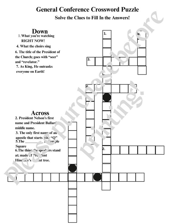 General Conference Crossword Puzzle (simple)
