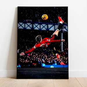 Digital Iconic Alejandro Garnacho bicycle kick Man United Old Trafford bedroom poster |  A4 | A3 | A2 Man United wall decor Garnacho poster