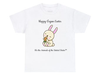 Happy Vegan Easter - Bunny eating carrot,  unisex T-shirt, gift for vegan, animal-lover