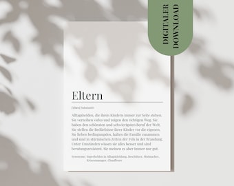 Postcard parents thank you parents personal gift mom and dad card definition parents Duden PDF download birthday gift