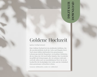 Postkarte Goldene Hochzeit Poster Geschenk zum 50. Hochzeitstag Jubiläum 50 Jahre verheiratet Goldene Hochzeit Karte Für Immer und Ewig Ehe