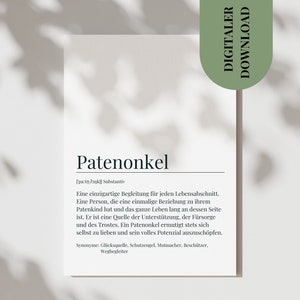 Karta definicji ojciec chrzestny | Pocztówka ojciec chrzestny | Prezent chrzestny ojciec chrzestny | Dziękuję kartce chrzestnym | Plakat ojciec chrzestny | konfigurowalny