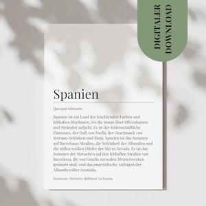 Postcard Spain Definition Travel Voucher Spain Love For Viva España Birthday Gift Spain Lover Voucher Travel Spain PDF