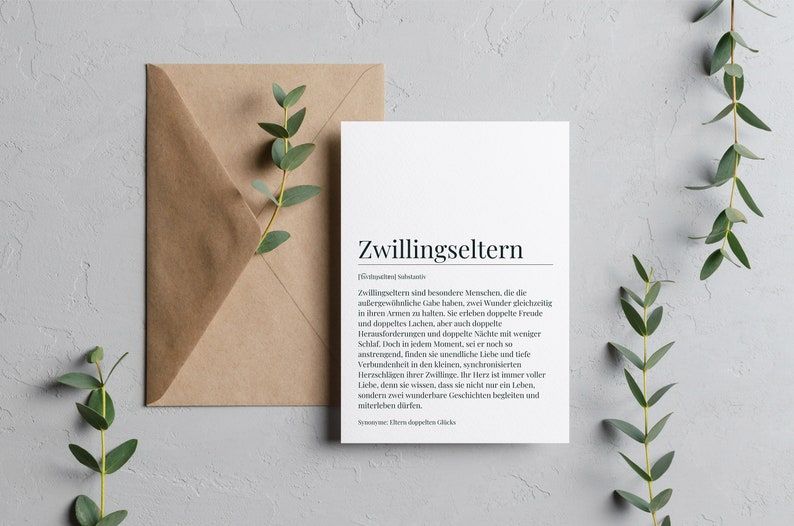 Postkarte Zwillingseltern Karte Eltern Von Zwillingen Geschenk Zur