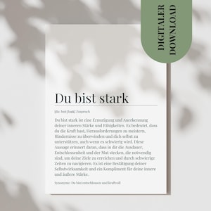 Postkarte Du Bist Stark Definition Mutmacher Karte Durchhaltevermögen Du Kannst Das schaffen Poster für Schwere Zeiten Scheidung Ich bin da