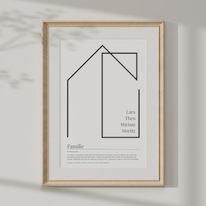 Póster familiar personalizado con nombre y definición de familia en DIN A3 y A4 para imprimir póster digital regalo familiar de la casa