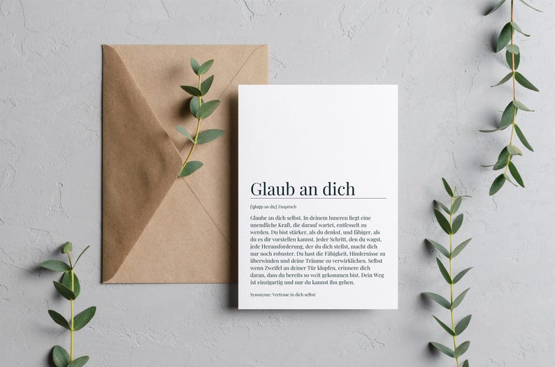 Postkarte Glaub An Dich Definitionskarte Ich Glaube An Dich Mutmacher Karte Innere Stärke