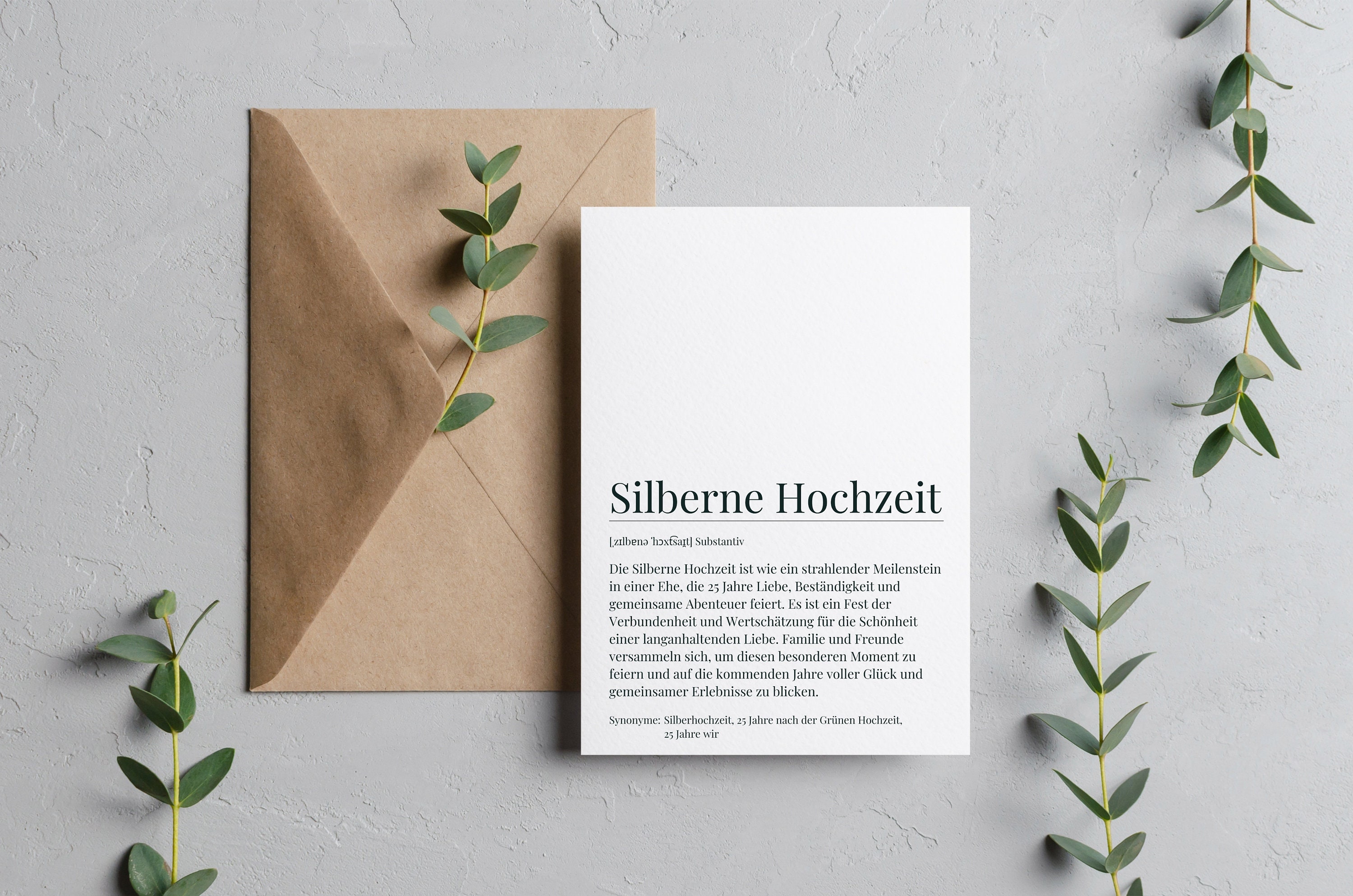 Bambus-Glückwunschkarte Zum 25. Hochzeitstag – Personalisierbar | Geschenk Für Paare, Ehefrau, Ehemann