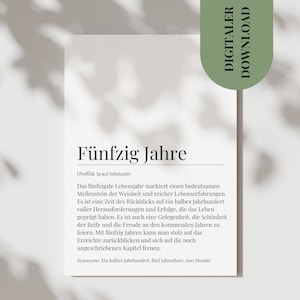 Postkarte Fünfzig Jahre Definition Geschenk 50. Geburtstag 1974 Karte Geburtstag Geldgeschenk Geburtstagskarte 50 Frau Zum Ausdrucken PDF