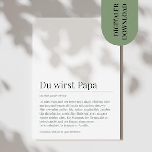 Postkarte Du Wirst Papa Definition Schwangerschaftsverkündung Überraschung Wir Werden Eltern Wir Bekommen Ein Baby Digitale Ankündigung JPG