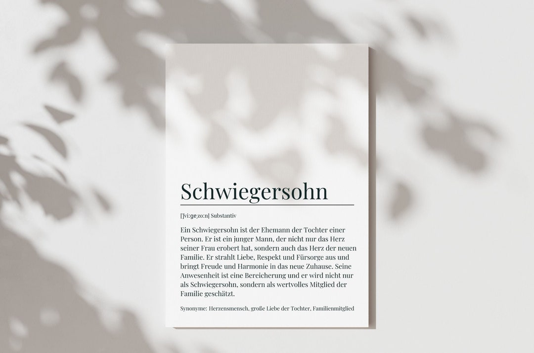 Postkarte Schwiegersohn Karte Hochzeit Definition Etsy.de