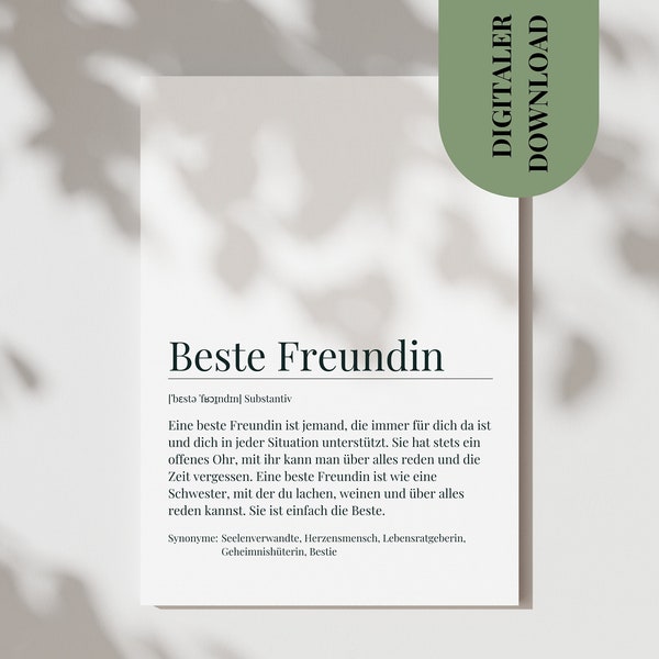 Postkarte beste Freundin Karte Geschenk beste Freundin Dankeschön Geburtstag Poster beste Freundin Definition