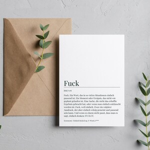 Cartão Foda-se cartão postal engraçado com definição Foda-se presente nova oportunidade pôster Foda-se definição presente engraçado para ele decoração de escritório imagem 2