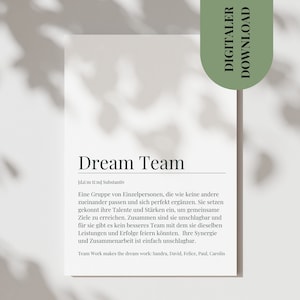 Digitale Postkarte personalisierbar Dream Team  Bestes Team mit Namen personalisiert als Geschenk für Mitarbeiter, Kollegen und Teammitgli