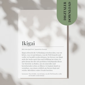 Pocztówka Karta Ikigai Pozytywne nastawienie do życia i afirmacje Definicja Ikigai Minimalistyczny plakat Do druku Sztuka Ikigai do pobrania