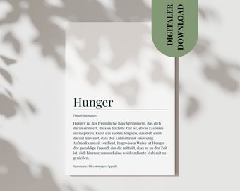 Map Hunger Poster Decoration Kitchen Hunger Funny Poster Kitchen Hungry I Want to Eat Hunger Definition Simple Wall Decoration Kitchen