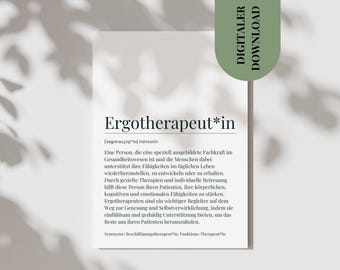 Card Occupational Therapist Definition Postcard Thank You Practice Occupational Therapist Profession Poster Gift Decoration Definition Card PDF JPG PNG