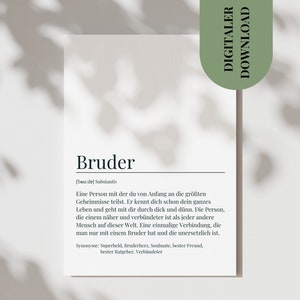 Bruder Postkarte | Digitaler Download | Geschenk | Substantiv Bruder Geburtstag Bruder DIN A4 DIN A5 DIN A6