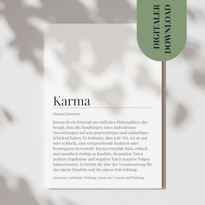 Definição de Karma de Cartão Postal Definição de Cartão de Bom Karma Cartão Presente Melhor Amigo Bom Karma Pensamentos Positivos Declaração Cartaz Karma