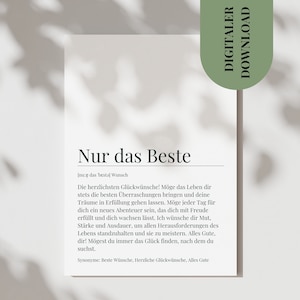 Glückwunschkarte Zum Geburtstag Definitionskarte Nur Das Beste Geburtstagskarte Frau Schlichte Karte Happy Birthday Geburtstagswünsche PDF