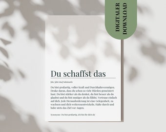 Postkarte Definition Du Schaffst Das Ermutigung Freundin Mutmacher Karte KämpferIn Bevorstehende Prüfung Glücksbringer Geschenk Aufmuntern