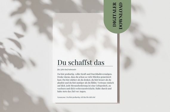 Postkarte Definition Du Schaffst Das Ermutigung Freundin Mutmacher Karte KämpferIn Bevorstehende Prüfung Glücksbringer Geschenk Aufmuntern