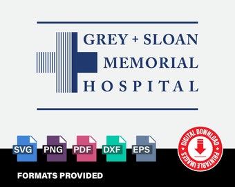 Grey's Anatomy Logo, Grey + Sloan Memorial Hospital Logo, 5 different file formats, cut files for cricut, svg, pdf, dxf, png, eps