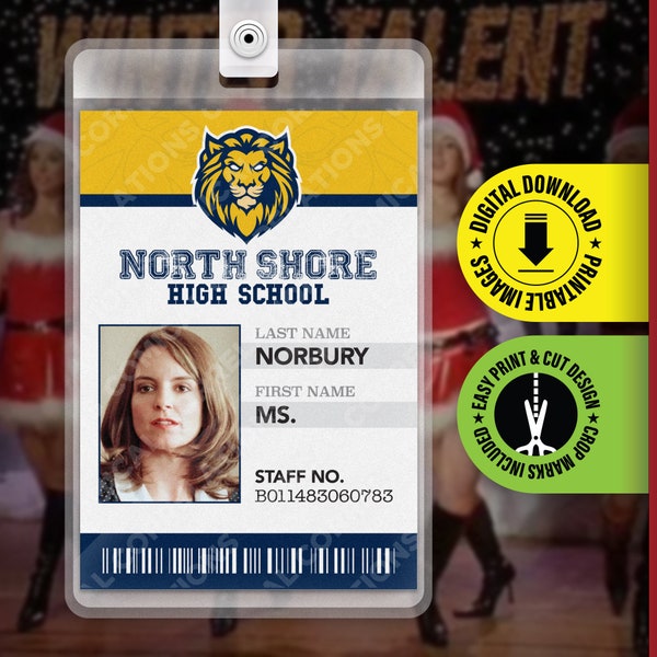 PRINTABLE PDF Ms Norbury Mean Girls North Shore High School Student ID Card, Name Tag Badge, Halloween Costume Replica Prop Card, Cosplay