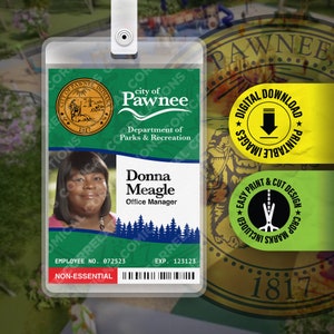 PDF STAMPABILE - Donna Meagle City of Pawnee Department of Parks and Recreation Badge ID Card Cosplay Costume Name Tag Prop 2,375 x 3,375 pollici