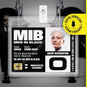 MIB - Geheimagent O - Männer in Schwarz Ausweis Karte Halloween Cosplay Kostüm Namensschild - Druckbare PDF-Datei - Kartengröße 2,375 in x 3,375 in