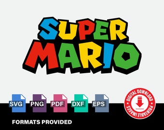 Super Mario Bros. Color Logo for Fun Kids birthday party gifts, Nintendo, Clipart, Cricut, Digital Vector Cut File, Svg, Png, Dxf, Eps Files