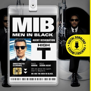 MIB - High T - Men In Black ID Badge Card Halloween Cosplay Costume Name Tag - Fichier PDF imprimable - Taille carte 2,375 po. x 3,375 po.