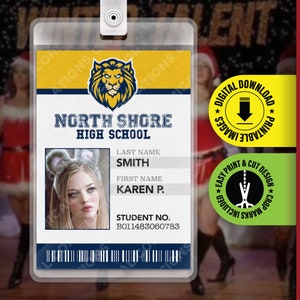 PRINTABLE PDF Karen P Smith Mean Girls North Shore High School Student ID Card, Name Tag Badge, Halloween Costume Replica Prop Card, Cosplay