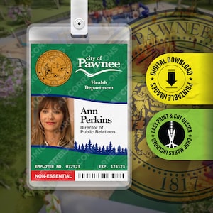 PDF STAMPABILE - Ann Perkins City of Pawnee Department of Parks and Recreation Badge ID Card Cosplay Costume Name Tag Prop - 2,375 x 3,375 pollici