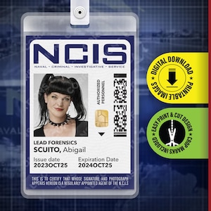 PRINTABLE - Novelty NCIS, Abigail &quot;Abby&quot; Scuito, Tv Show ID Card, Badge, Name Tag, Halloween Costume Replica Prop Card, Cosplay pdf Download