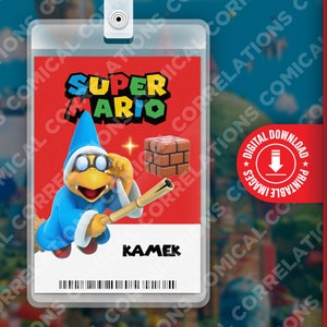 Carte d'identité imprimable Super Mario Bros. film Kamek, fête d'anniversaire amusante pour enfants, cosplay, étiquette de nom de costume d'Halloween, jeux, Nintendo