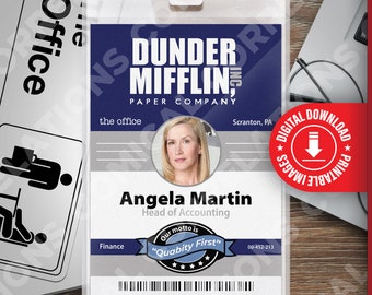PRINTABLE The Office, Angela Martin, Dunder Mifflin ID Card Badge, Name Tag, for Costume Cosplay, Digital pdf image DOWNLOAD is for print