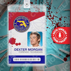 AFDRUKBARE Dexter Morgan, Dexter, ID-kaartbadge, naamplaatje, voor kostuum, cosplay, Pass, Halloween, grappig cadeau, replica, digitale afbeelding DOWNLOAD
