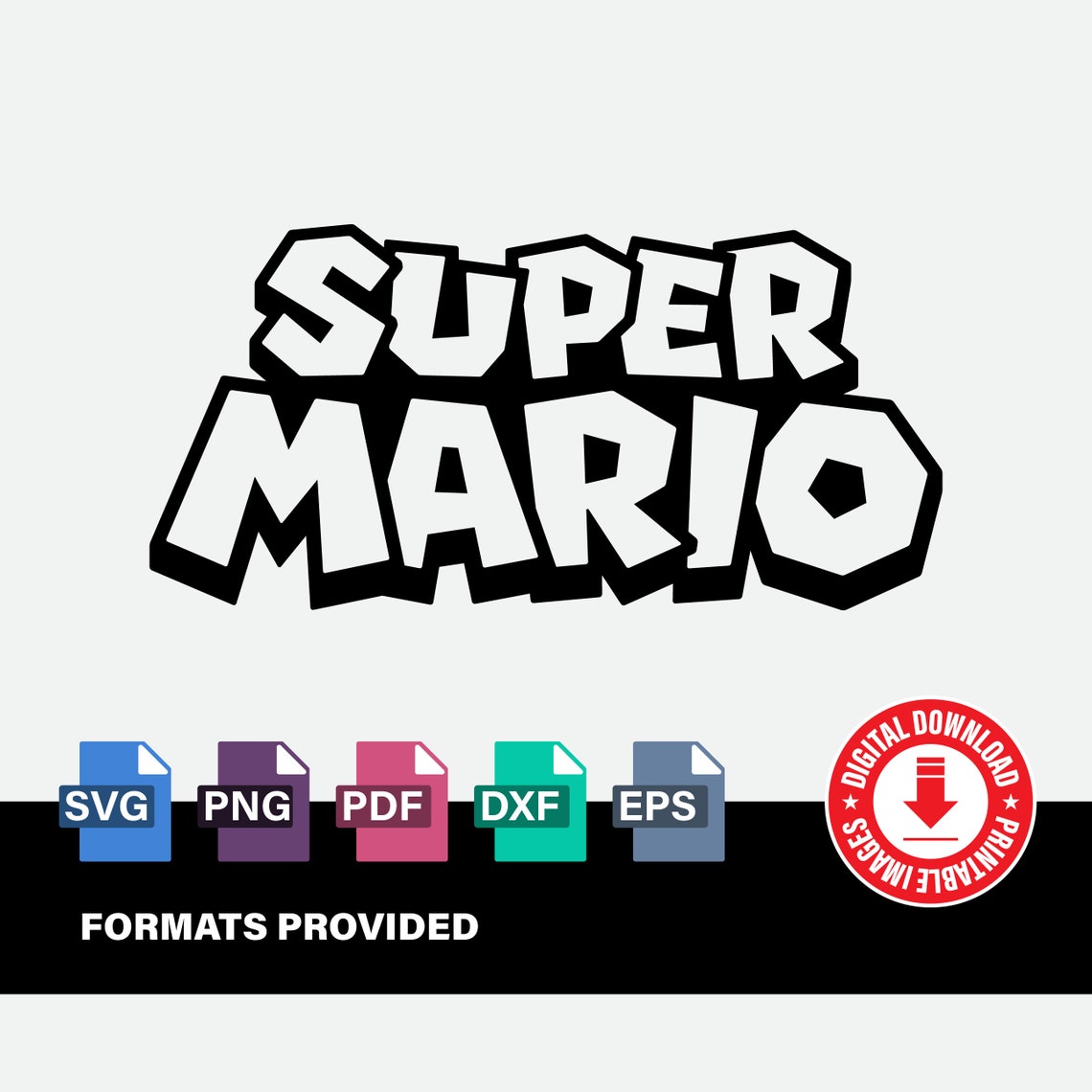 Super Mario Bros. Black & White Logo Kids Birthday Gifts - Etsy