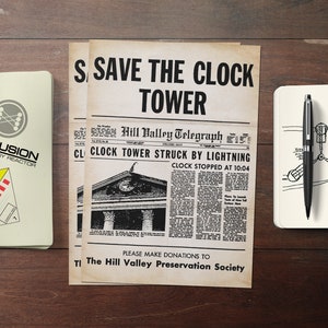 PRINTABLE PDF - BTTF Back to the Future, Save the Clock Tower Flyer - Halloween Cosplay Costume Prop Replica - 300dpi - A4 - 11 in x 14 in