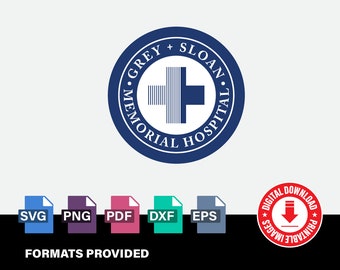 Grey's Anatomy Logo, Grey + Sloan Memorial Hospital Logo, 5 different file formats, cut files for cricut, svg, pdf, dxf, png, eps