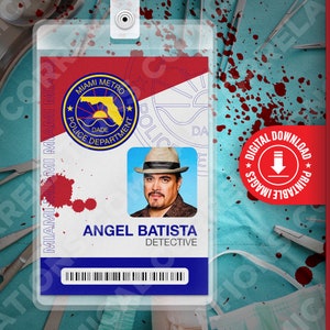 Insignia de identificación de Angel Batista, Dexter, para imprimir, etiqueta con nombre, para disfraz, cosplay, pase, Halloween, regalo divertido, réplica, imagen digital DESCARGAR
