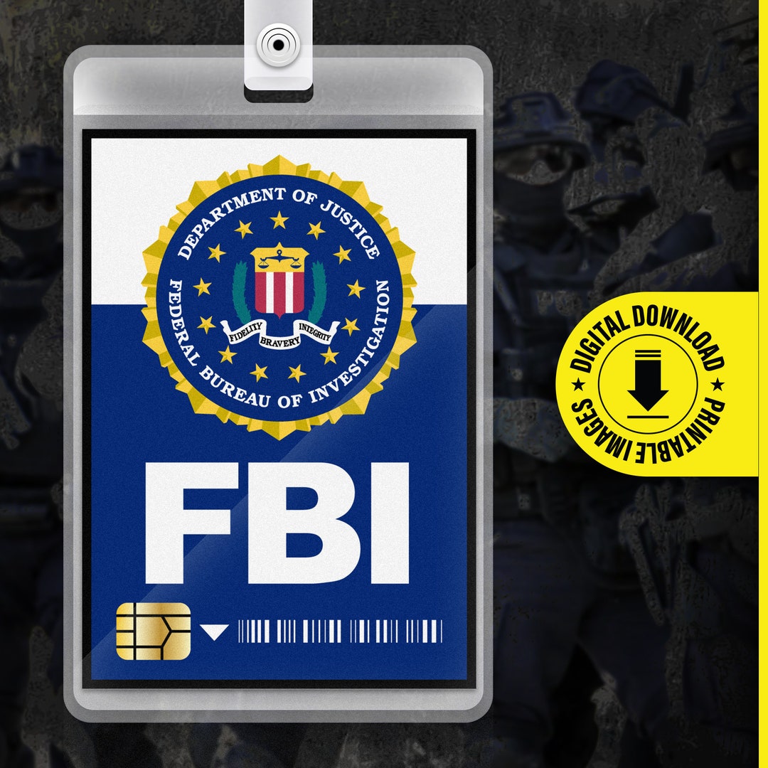 FBI Government ID Badge Card Halloween Cosplay Costume Name Tag Printable  PDF File Card Size 2.375 in X 3.375 In -  Australia