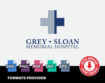 Grey's Anatomy Logo, Grey + Sloan Memorial Hospital Logo, 5 different file formats, cut files for cricut, svg, pdf, dxf, png, eps