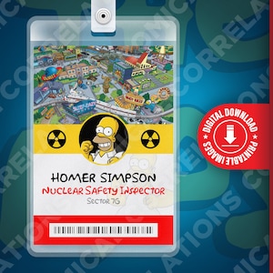 Die Simpsons - Homer Simpson von Springfield Power Plant Sector 7G ID Card Badge Cosplay Halloween Kostüm Namensschild Requisite
