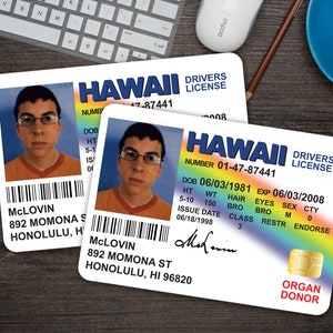 Mc Lovin ID Superbad - digitale pdf-download, rekwisietenbadge, replica, Halloween, naamkaartje, naamplaatje cosplaykostuum, leuk rijbewijs