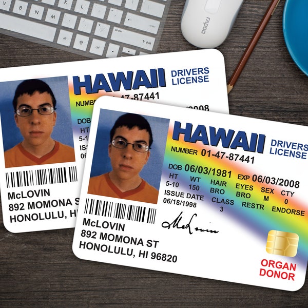 Mc Lovin ID Superbad - Digital PDF Download, Prop Badge, Replica, Halloween, Name Card, Cosplay Costume Name Tag, Fun Drivers License