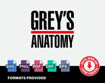 Grey's Anatomy Logo, Grey + Sloan Memorial Hospital Logo, 5 different file formats, cut files for cricut, svg, pdf, dxf, png, eps