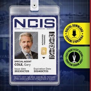 PRINTABLE - Novelty NCIS, Gary Cole Tv Show ID Card, Badge, Name Tag, Halloween Costume Replica Prop Card, Cosplay, pdf Download